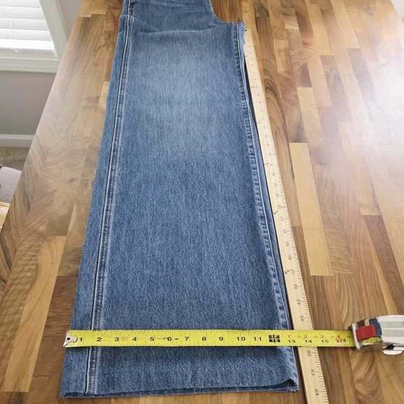Express Relaxed Wide-Leg Super High Rise Blue Jeans Size 6L - Picture 9 of 12